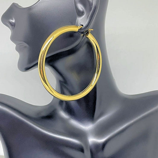 Gold Tone Stainless Steel Hoop Earrings