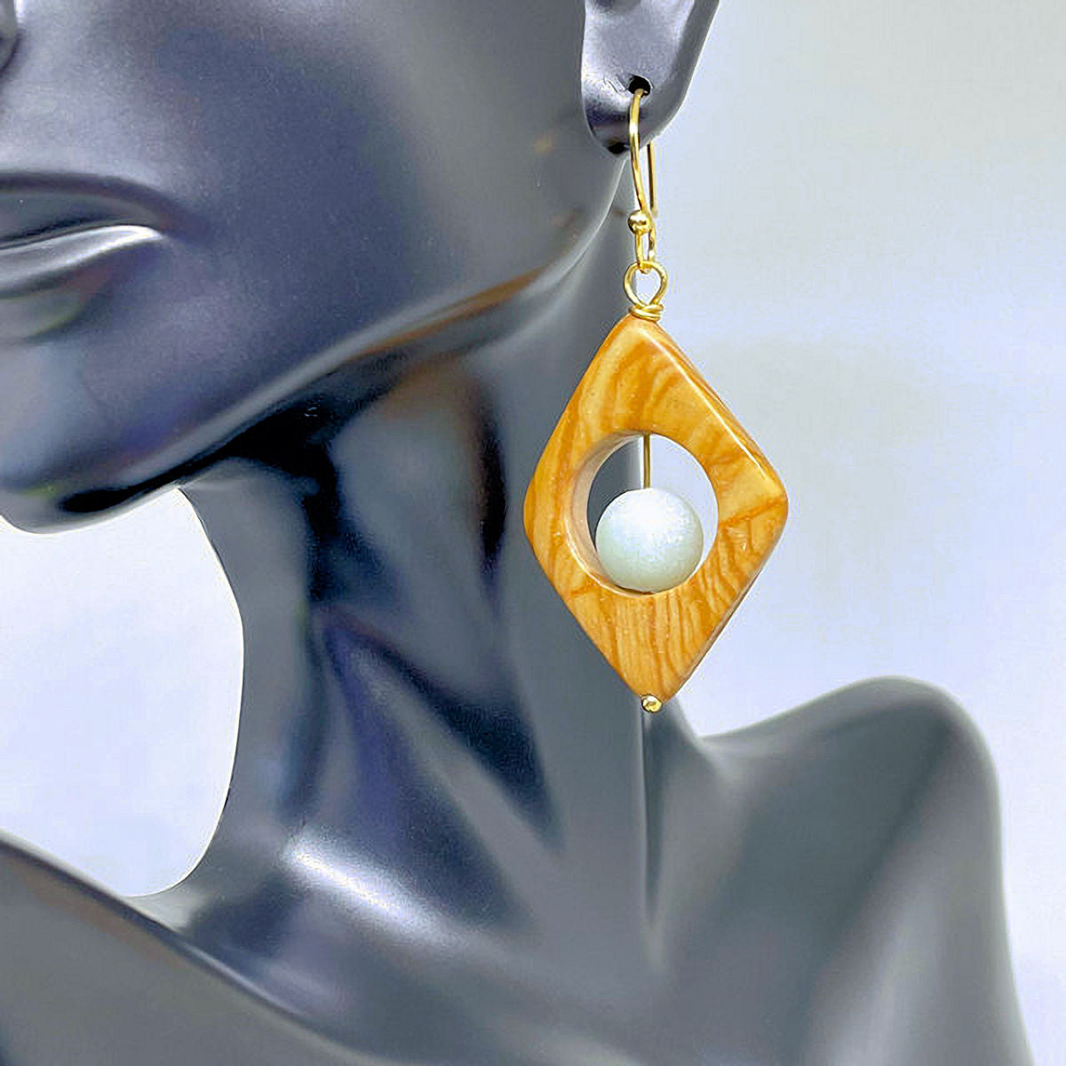 Geometric Dangling Wood Earrings