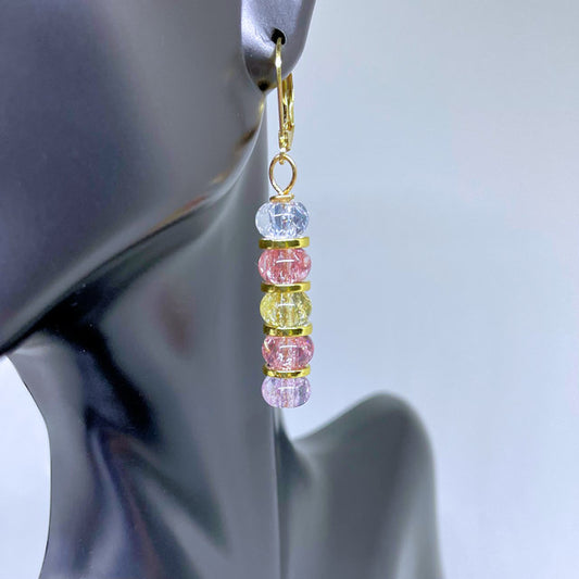 Multicolor Cracked Crystal Dangling Earrings