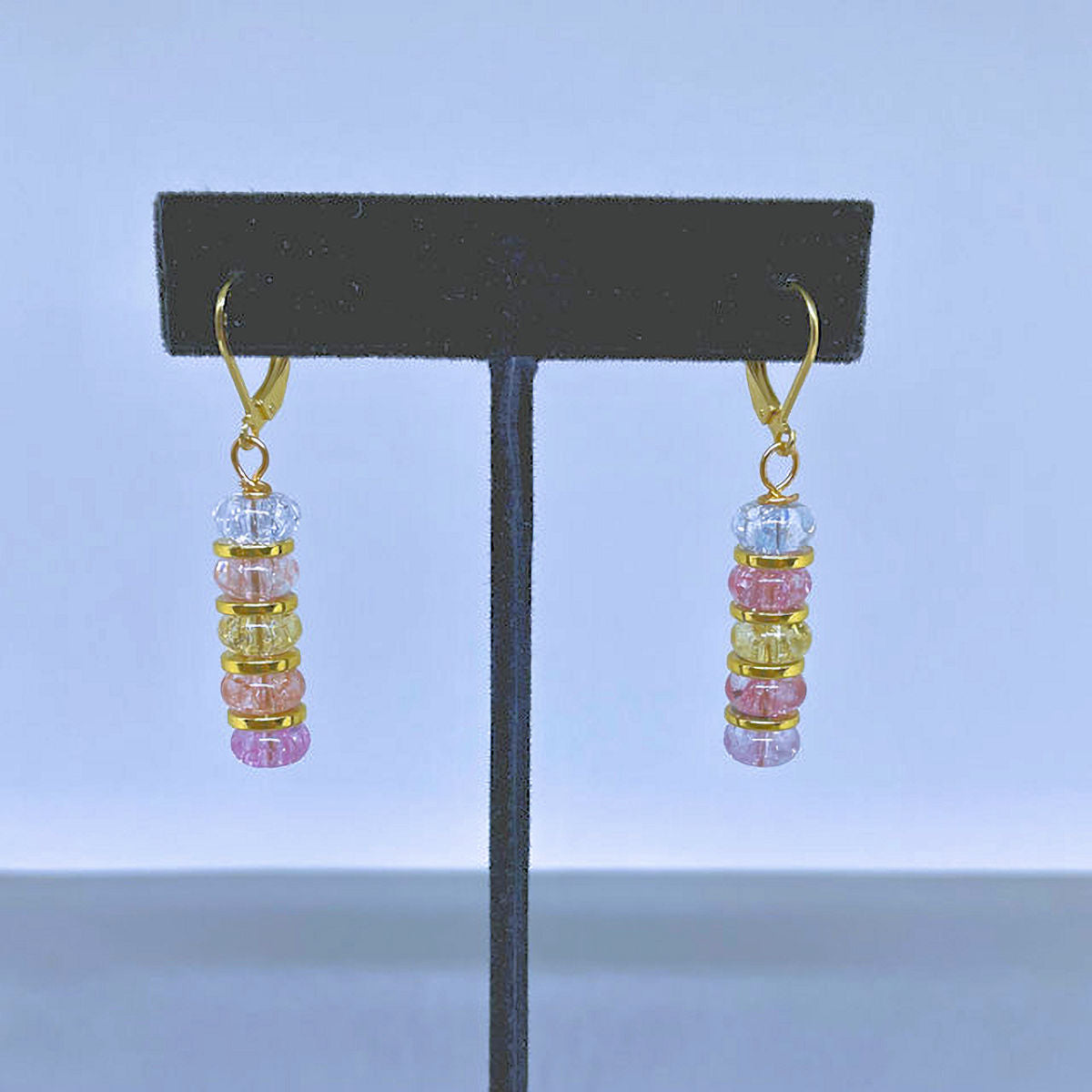 Multicolor Cracked Crystal Dangling Earrings