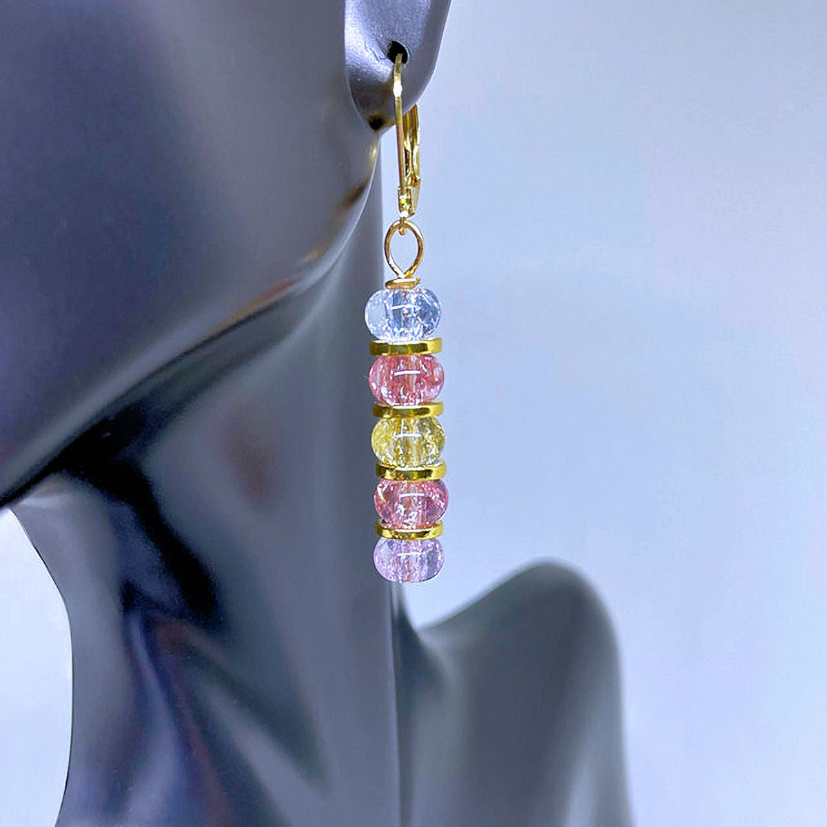 Multicolor Cracked Crystal Dangling Earrings