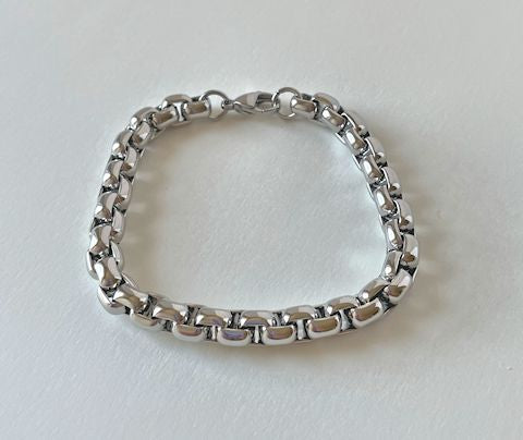 Stainless Steel Rounded Box Link Bracelet