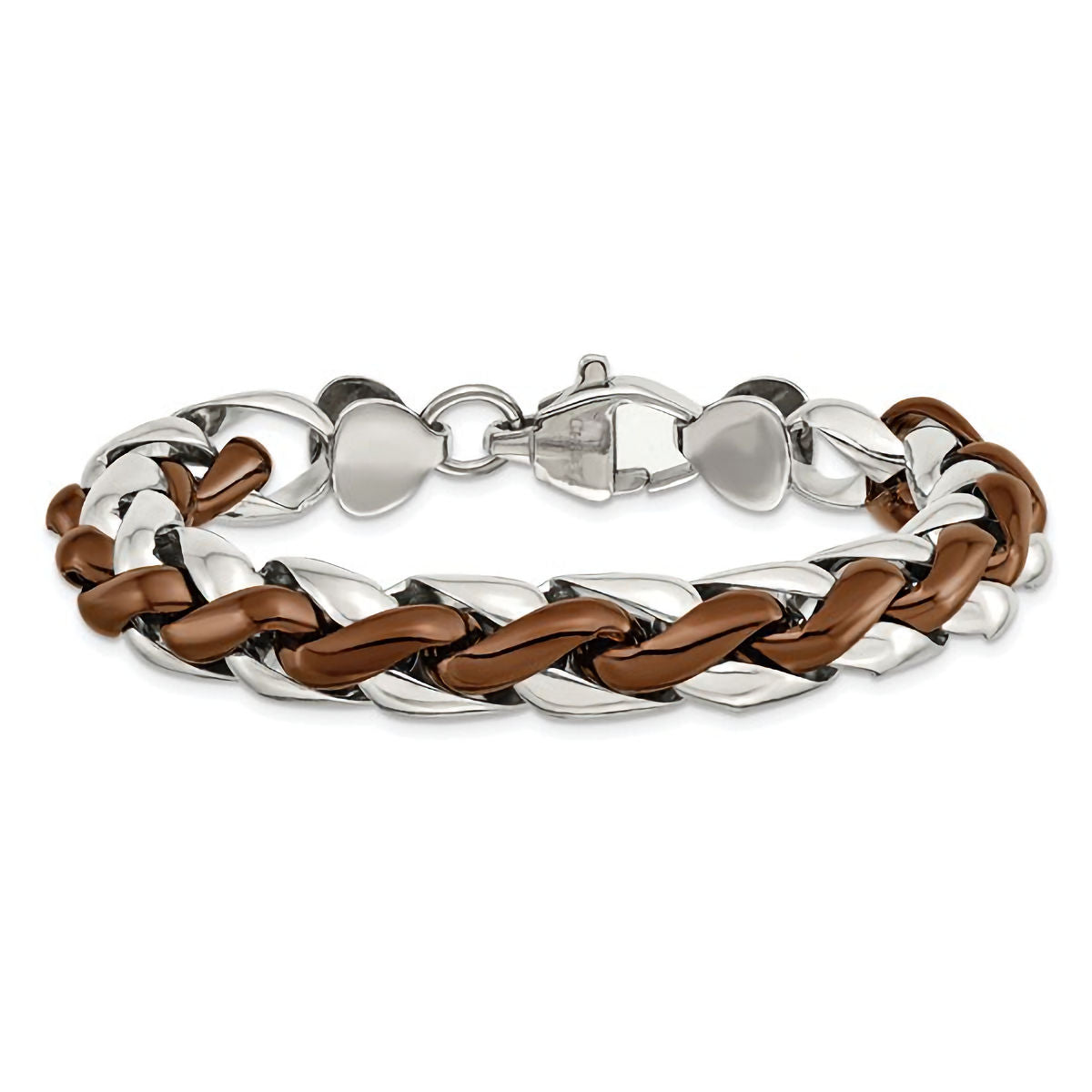 Stainless Steel Polished Brown IP-Plated Bracelet 8.25"
