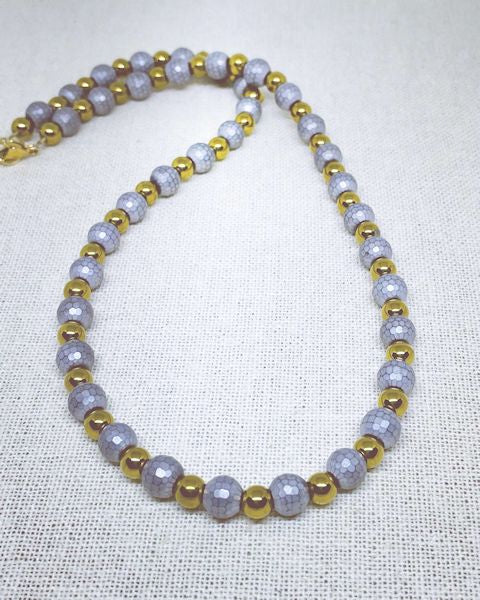 Matte Gray Hematite Necklace Accented with Gold Hematite Beads