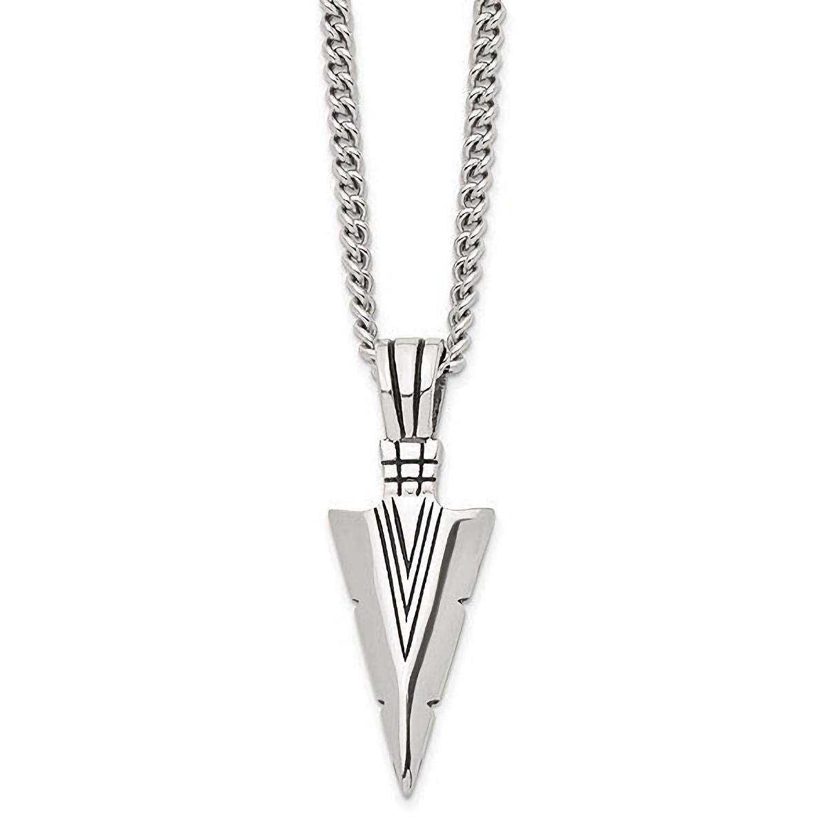 Stainless Steel Dagger Pendant with Curb Chain