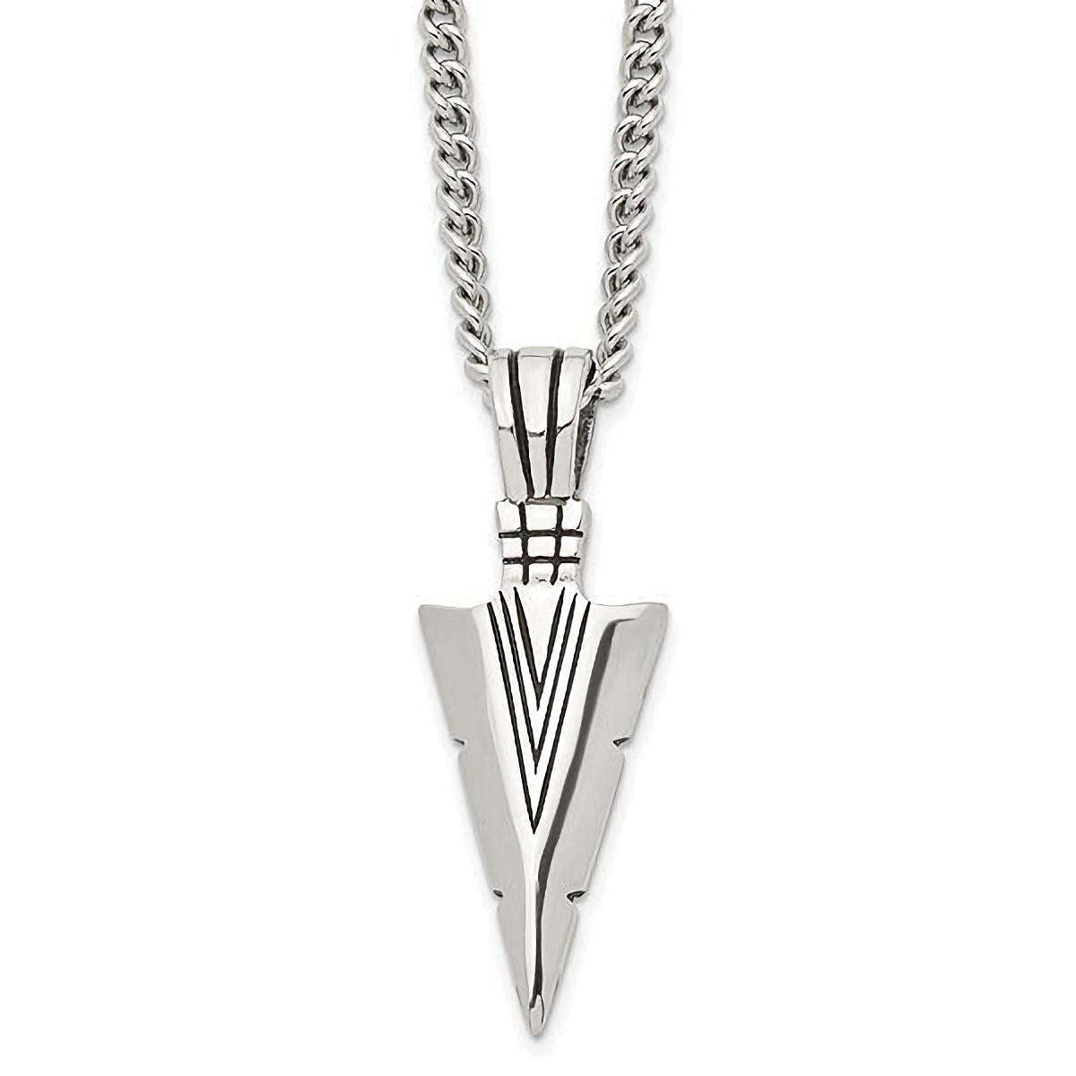 Stainless Steel Dagger Pendant with Curb Chain