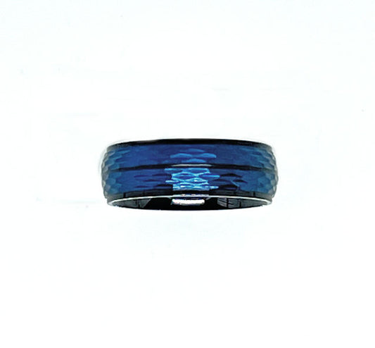 Size 11 Stainless Steel Brushed and Polished Black & Blue Ring