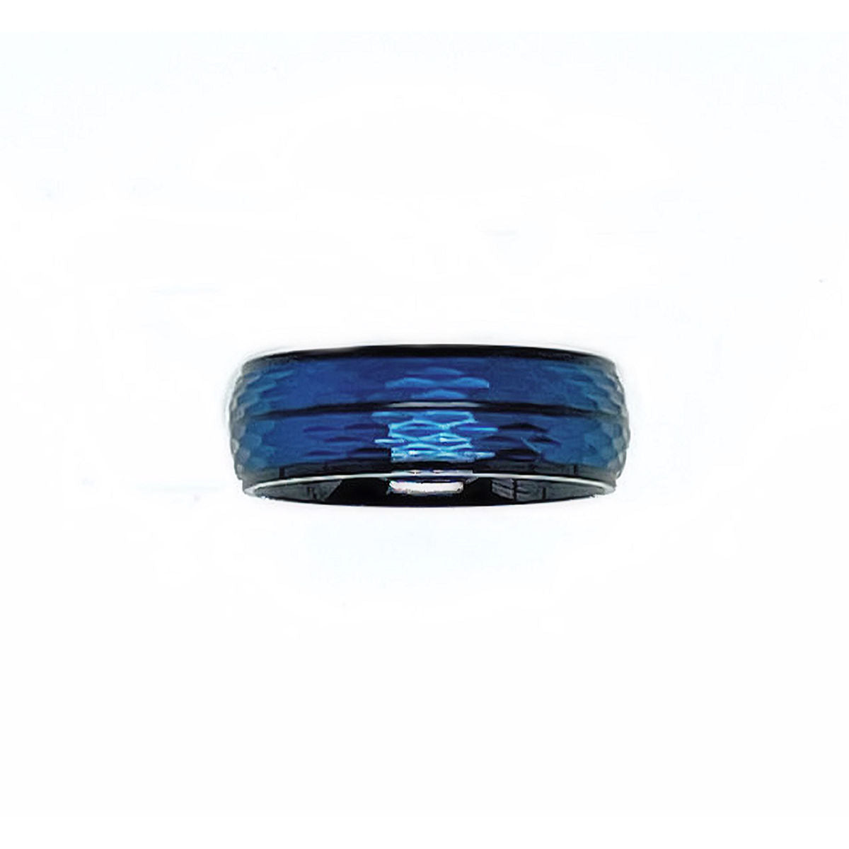Stainless Steel Brushed and Polished Black & Blue Ring