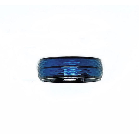 Stainless Steel Brushed and Polished Black & Blue Ring