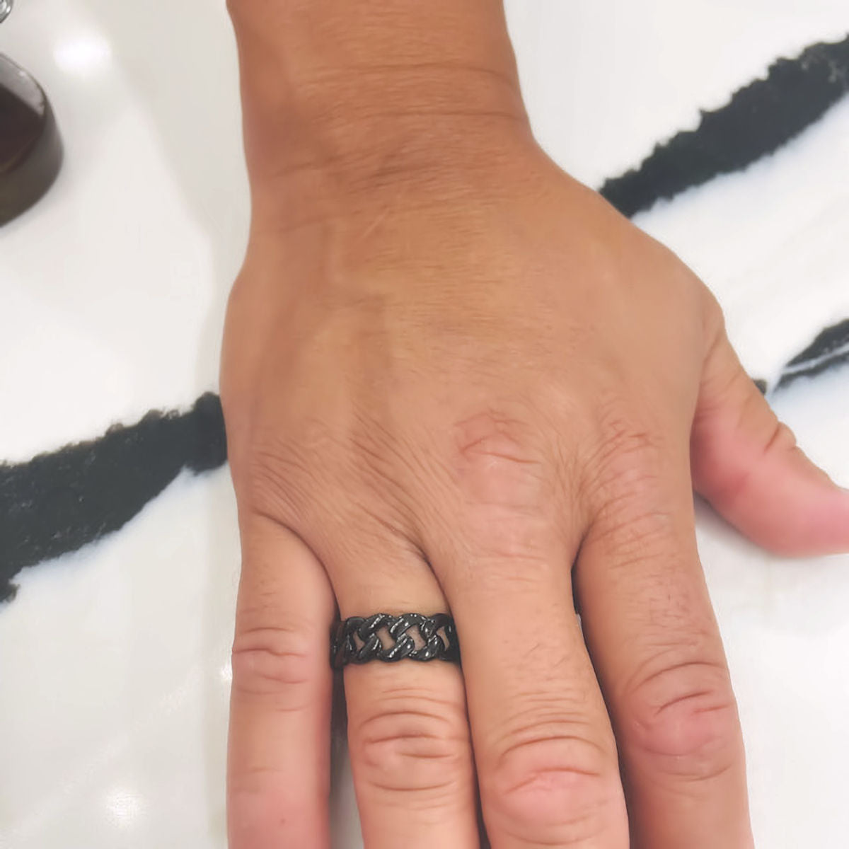 Black Polished Stainless Steel Curb Band Ring