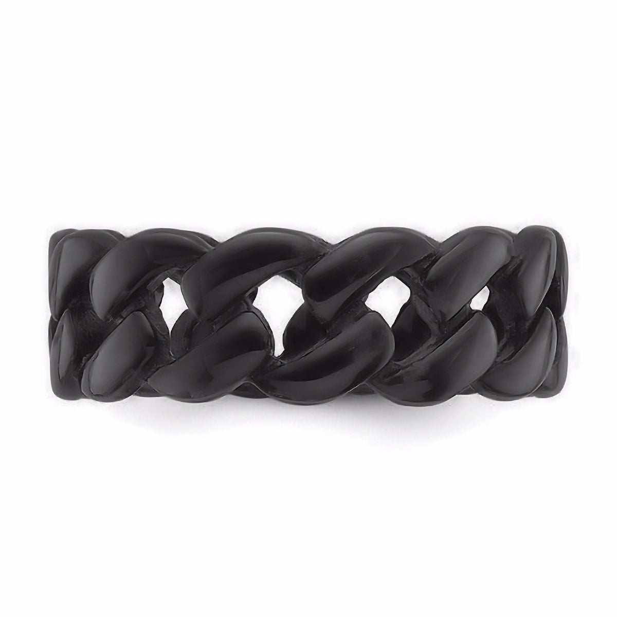 Black Polished Stainless Steel Curb Band Ring