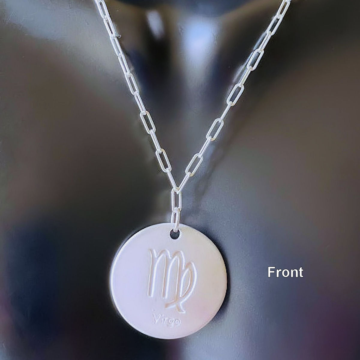 Sterling Silver Paper Clip Chain with Virgo Zodiac Charm