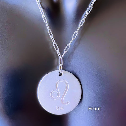 Sterling Silver Paper Clip Chain with Leo Zodiac Charm