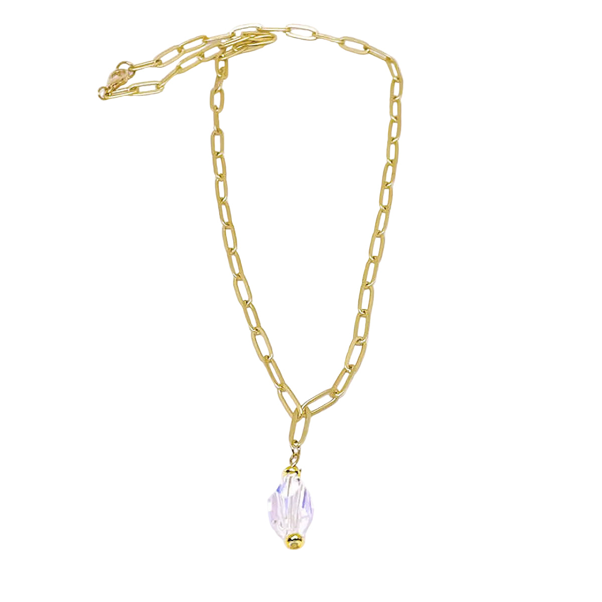 Delicate Matte Gold Plated Paper Clip Necklace