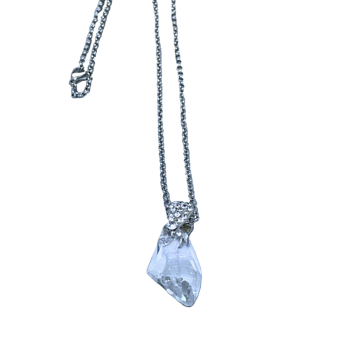 Clear Crystal Pendant with Stainless Steel Chain
