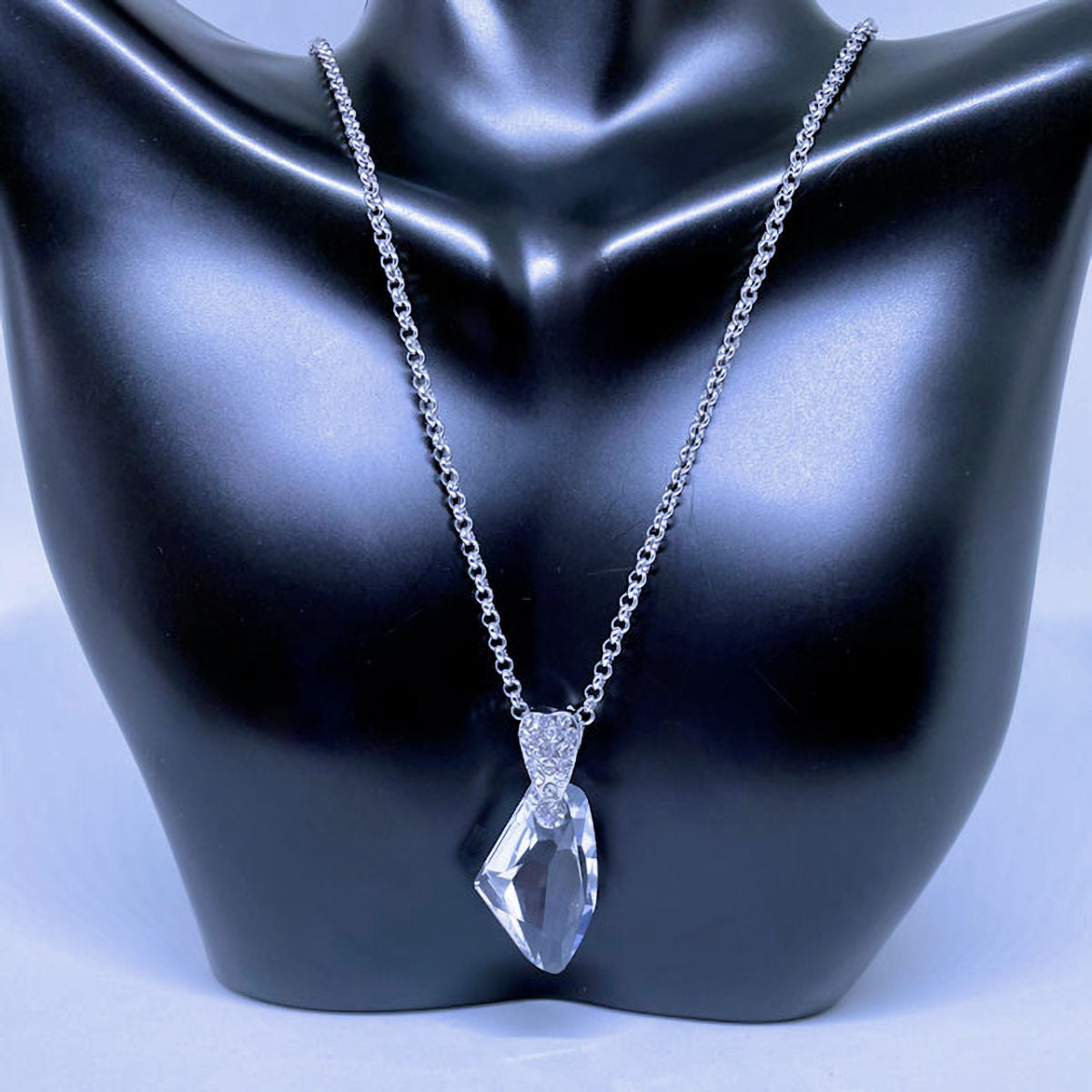 Clear Crystal Pendant with Stainless Steel Chain