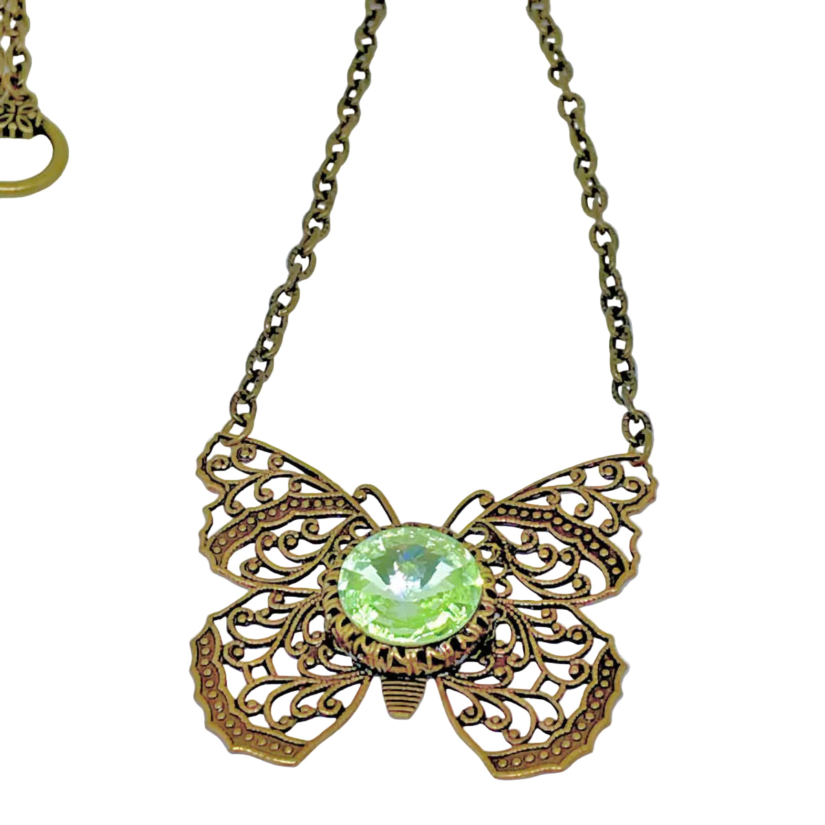 Antique Bronze Filigree Butterfly Necklace