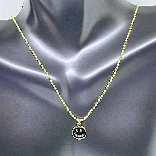 Mini Stainless Steel Smile Charm on Gold Plated Chain