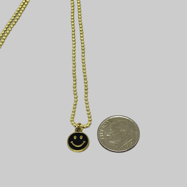 Mini Stainless Steel Smile Charm on Gold Plated Chain