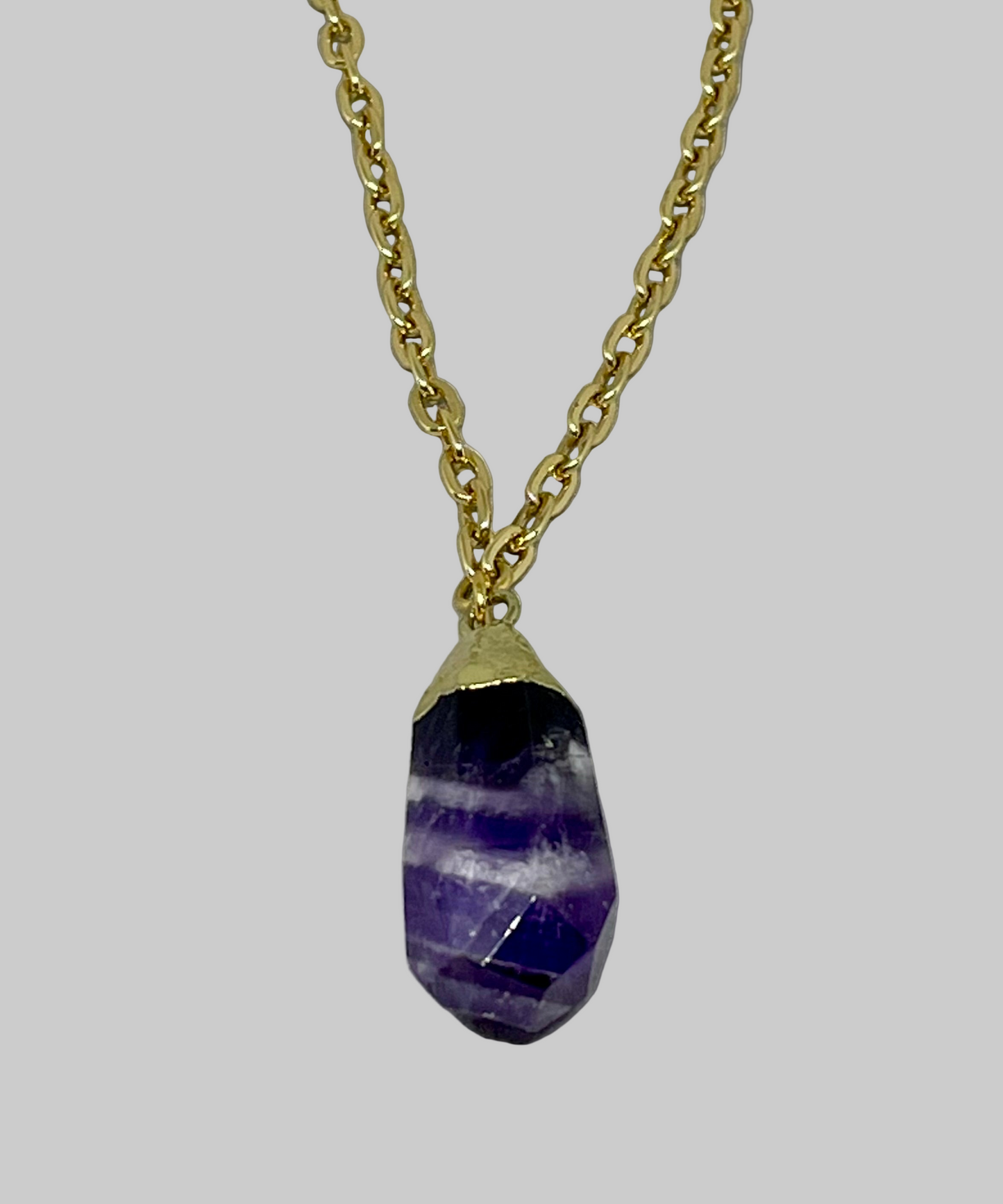 Gold Plated Necklace with Amethyst Nugget Pendant