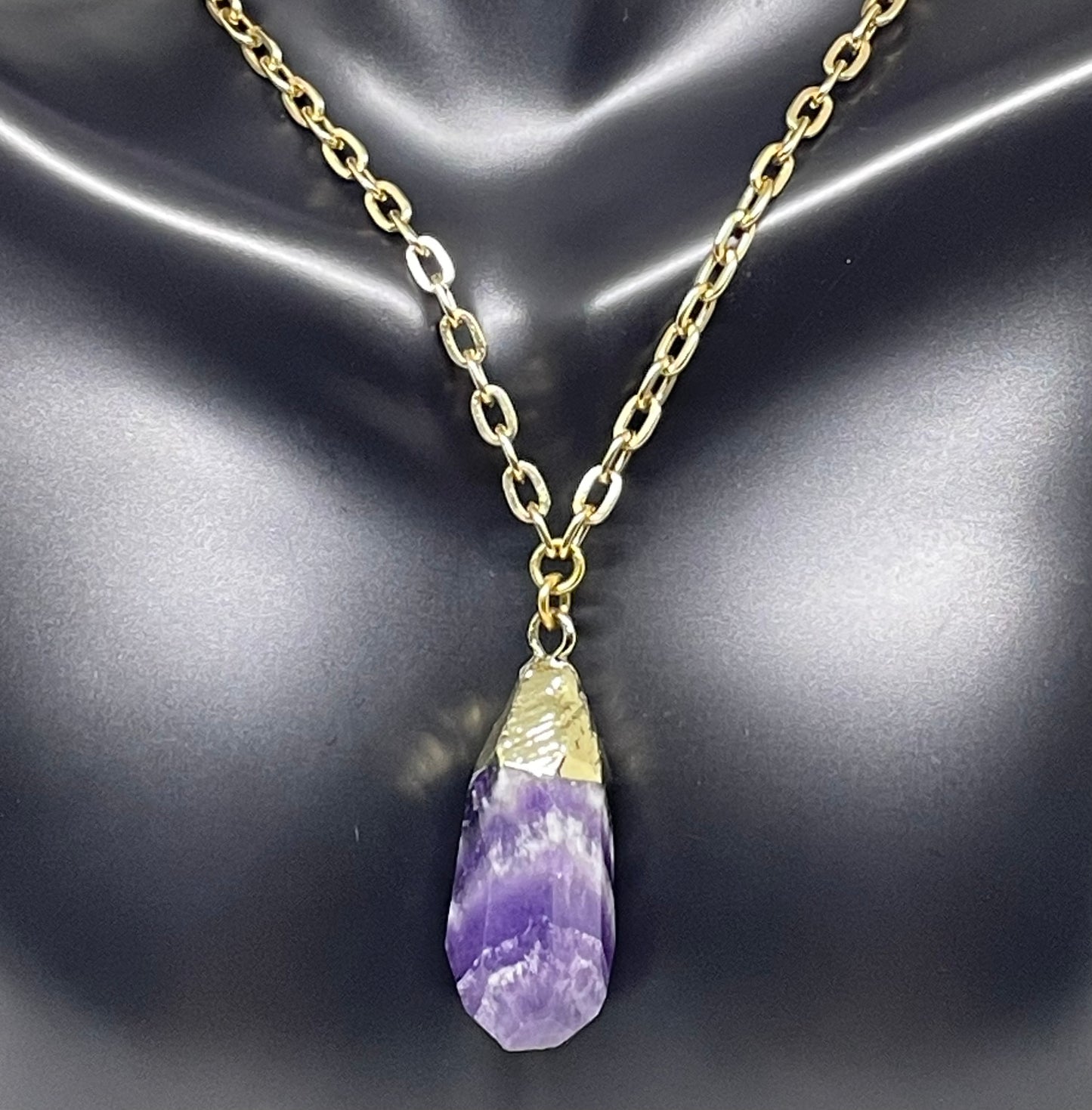 Gold Plated Necklace with Amethyst Nugget Pendant