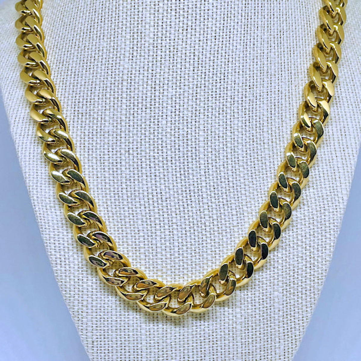 20" Gold PVD Stainless Steel Diamond Cut Curb Chain Necklace