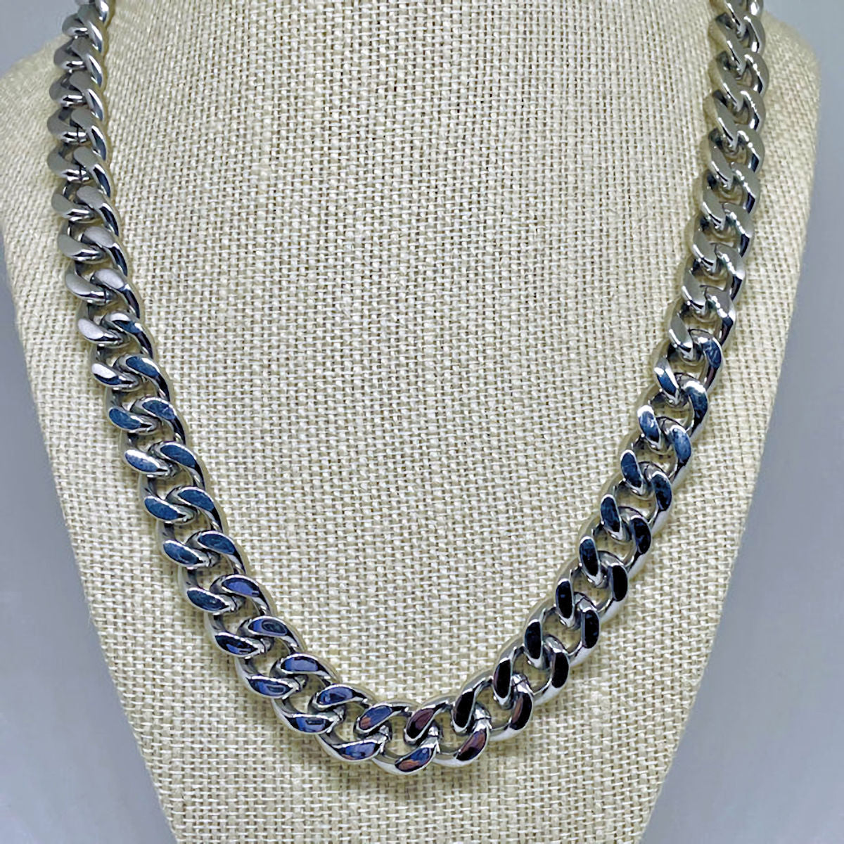 20" Stainless Steel Diamond Cut Curb Necklace