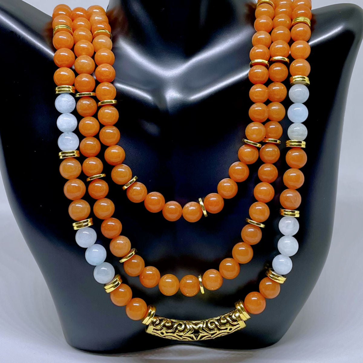 Red Aventurine Layered Necklace & Earrings Set