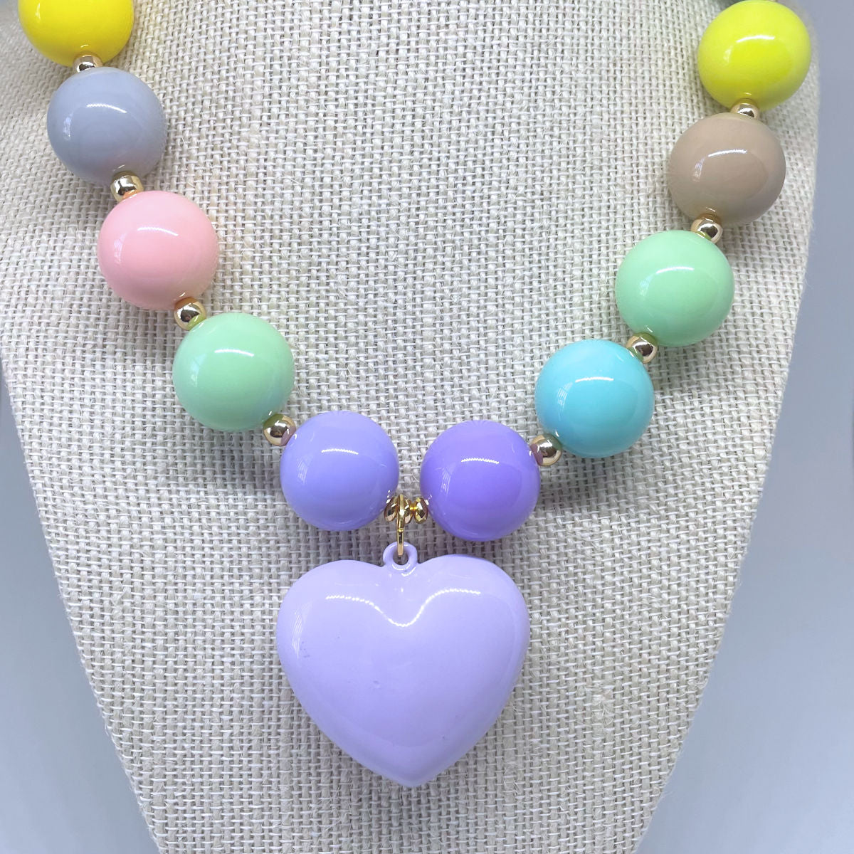 20mm Pastel Resin Necklace with Gold Hematite Spacers