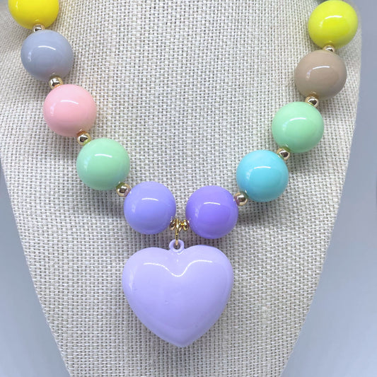 20mm Pastel Resin Necklace with Gold Hematite Spacers
