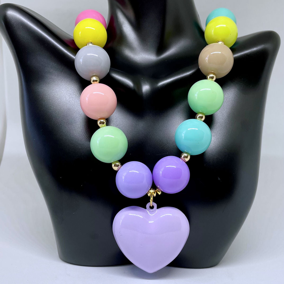 20mm Pastel Resin Necklace with Gold Hematite Spacers