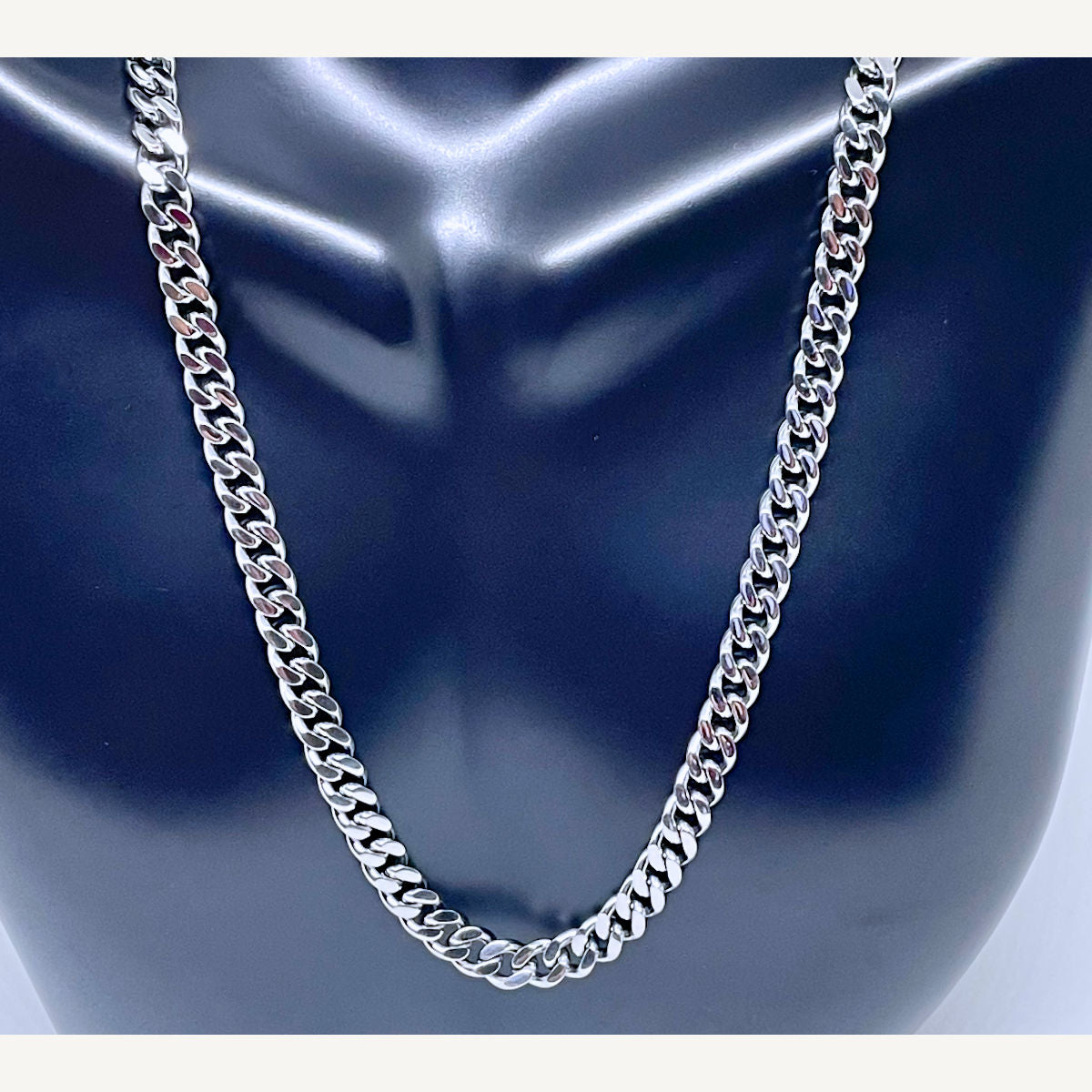 5mm Diamond Cut Stainless Steel Curb Necklace