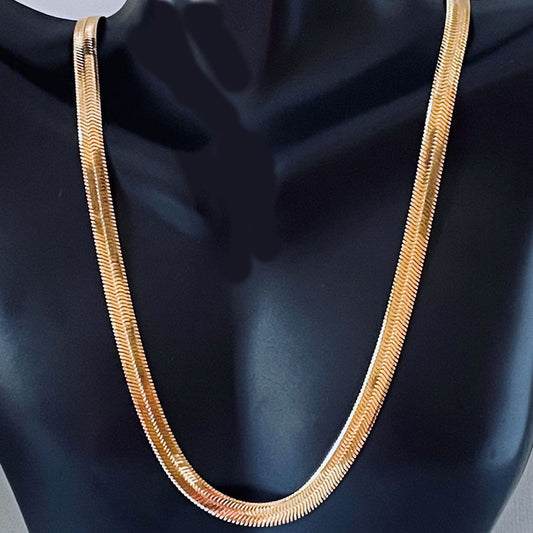 5mm 18K Gold Stainless Steel Herringbone Necklace