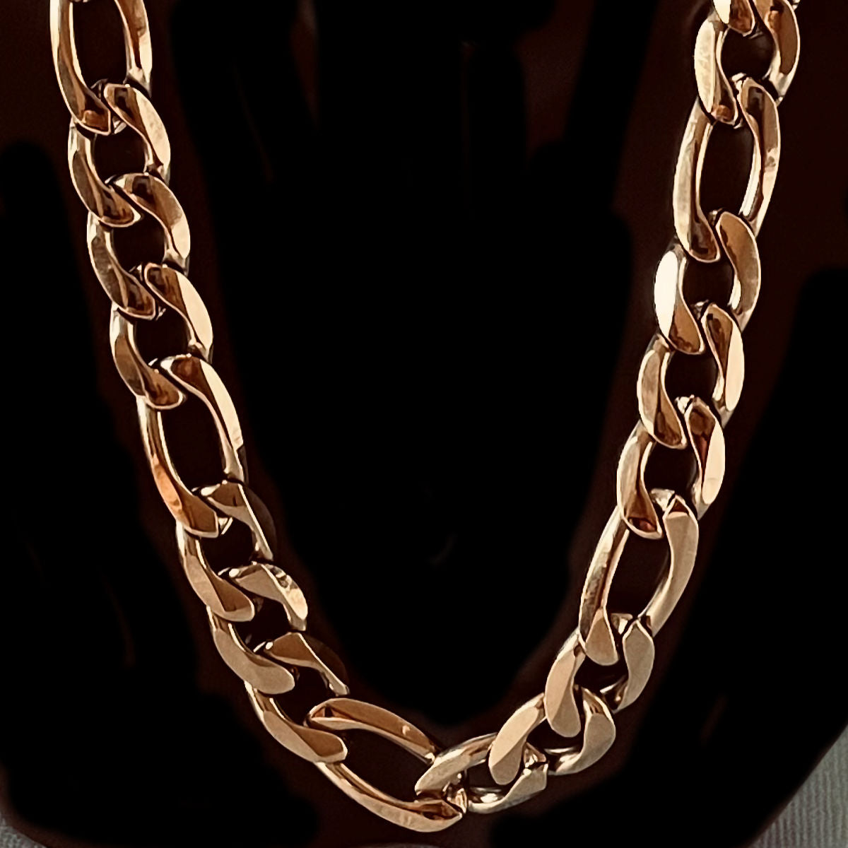 12mm 18K Gold Stainless Steel Figaro Chain Necklace