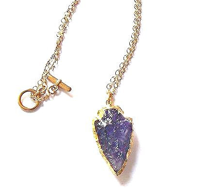 Necklace with Amethyst Arrowhead Pendant