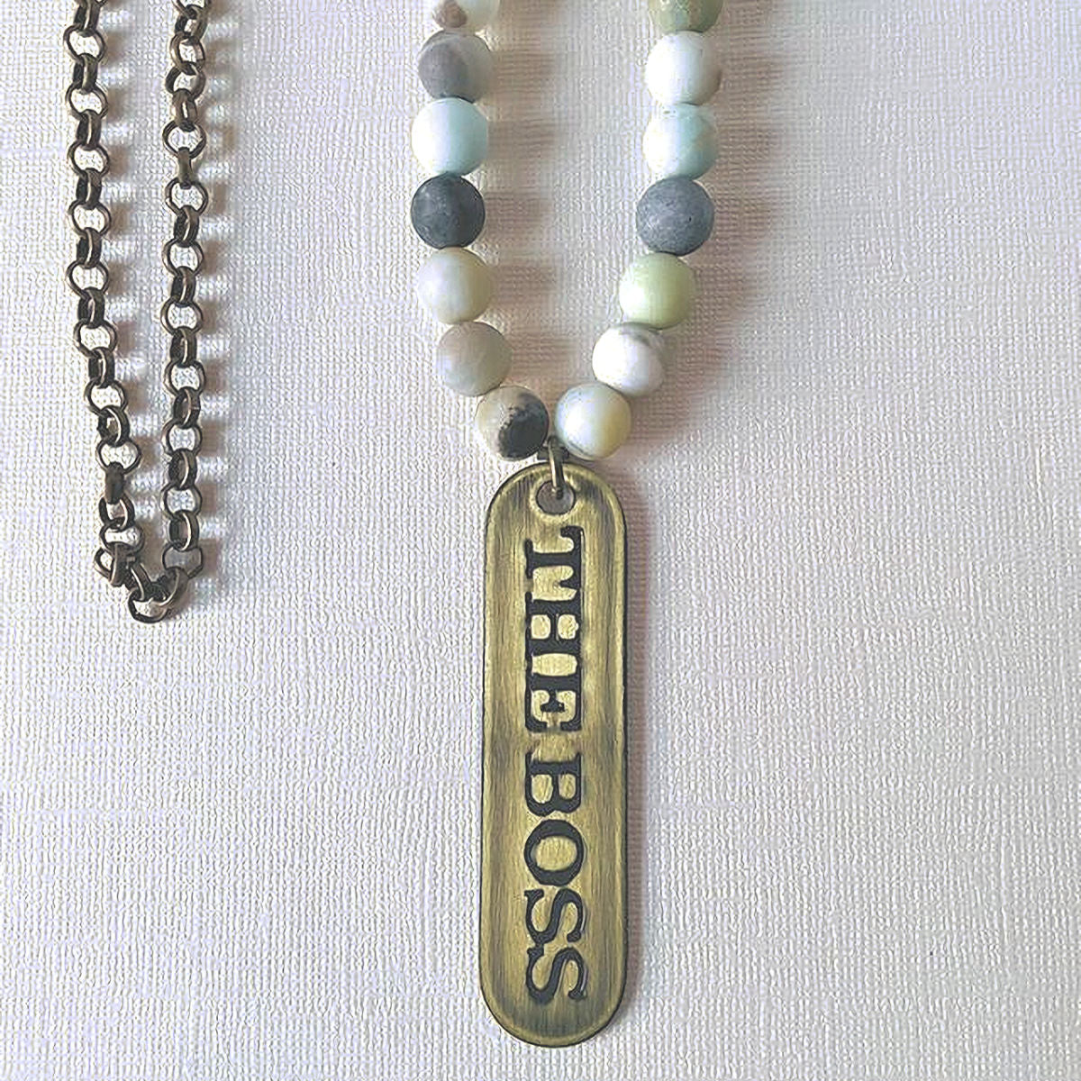 Matte Amazonite Beaded Necklace with Pendant