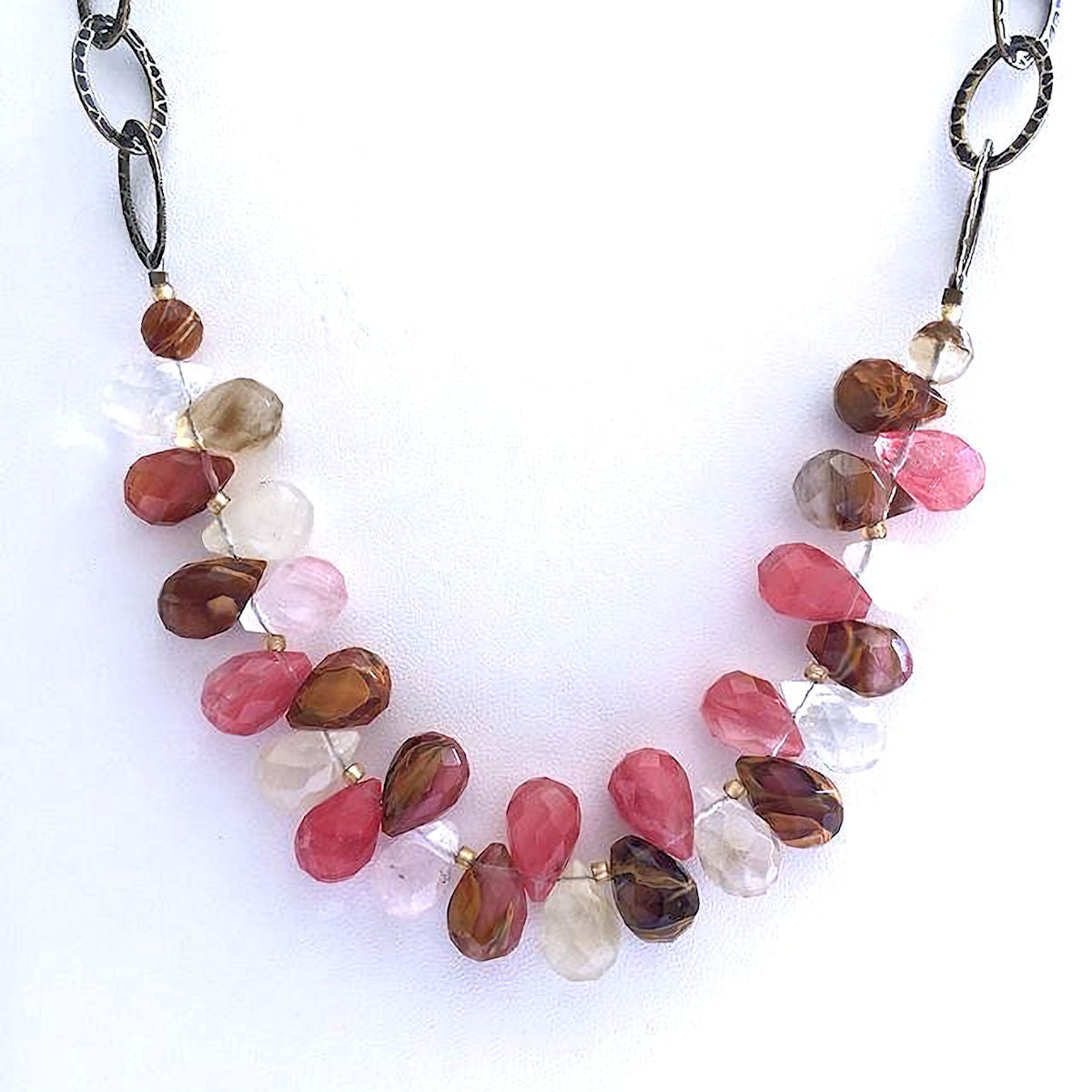 Faceted Briolette Fire Cherry Quartz Necklace