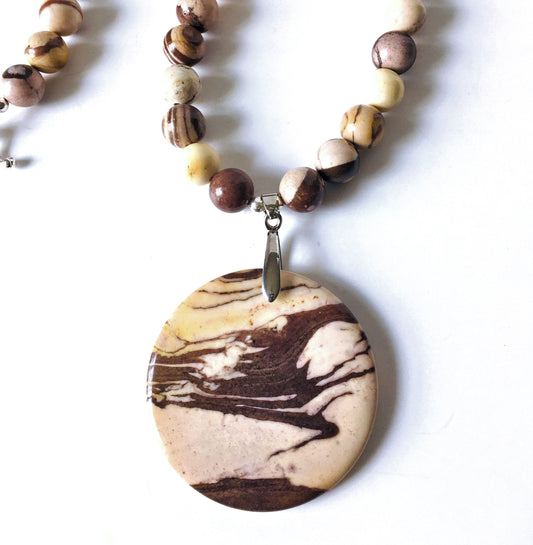 Brown Zebra Jasper Necklace and Pendant