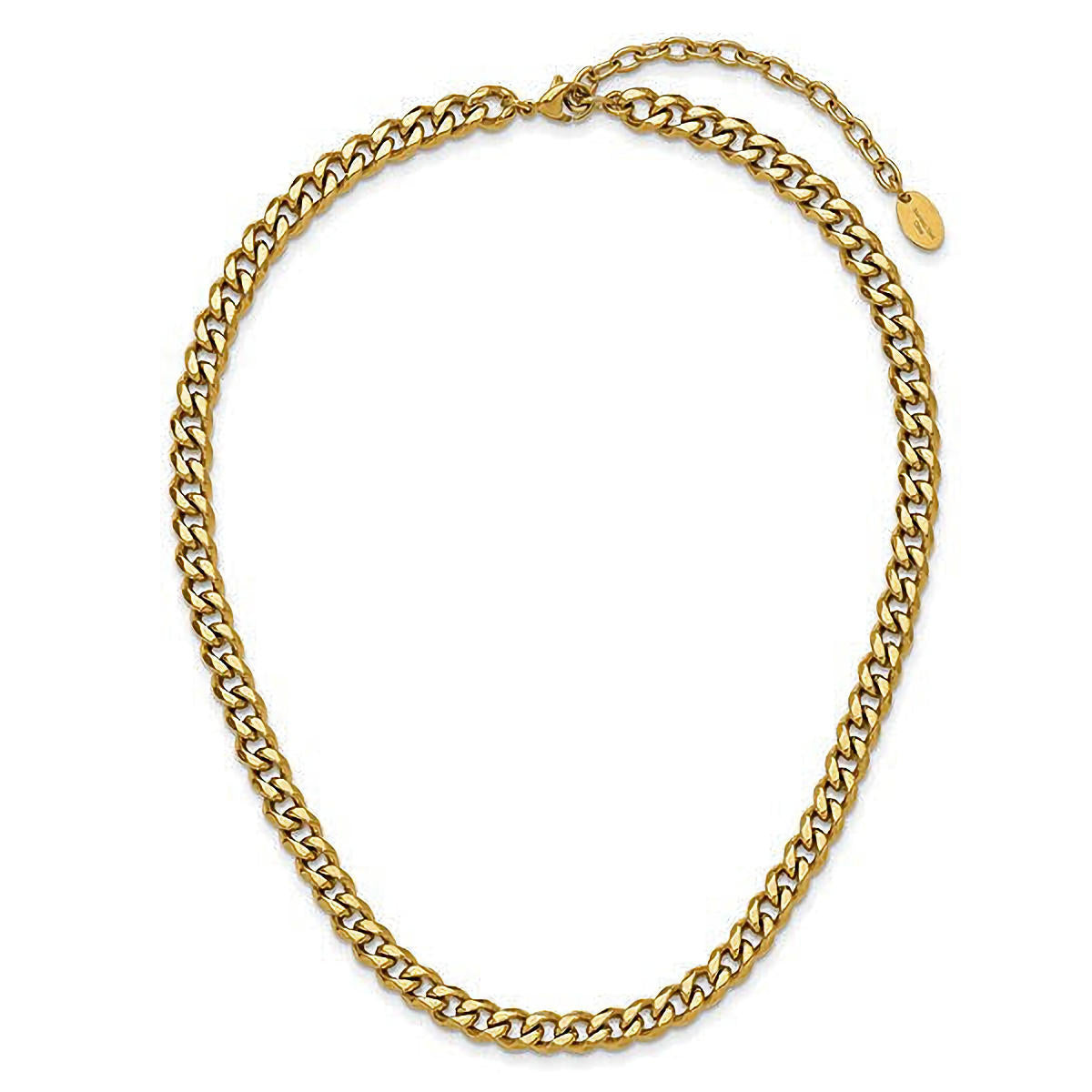 Yellow IP-Plated Stainless Steel Curb Link Necklace with extension