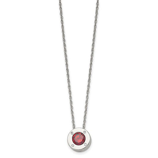 Stainless Steel January CZ Birthstone Necklace