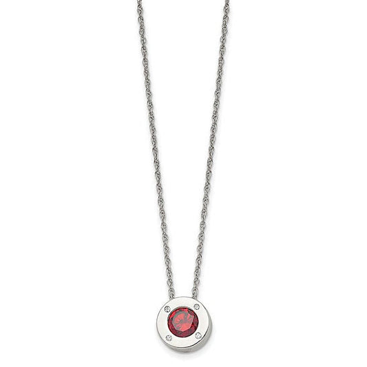 Stainless Steel January CZ Birthstone Necklace