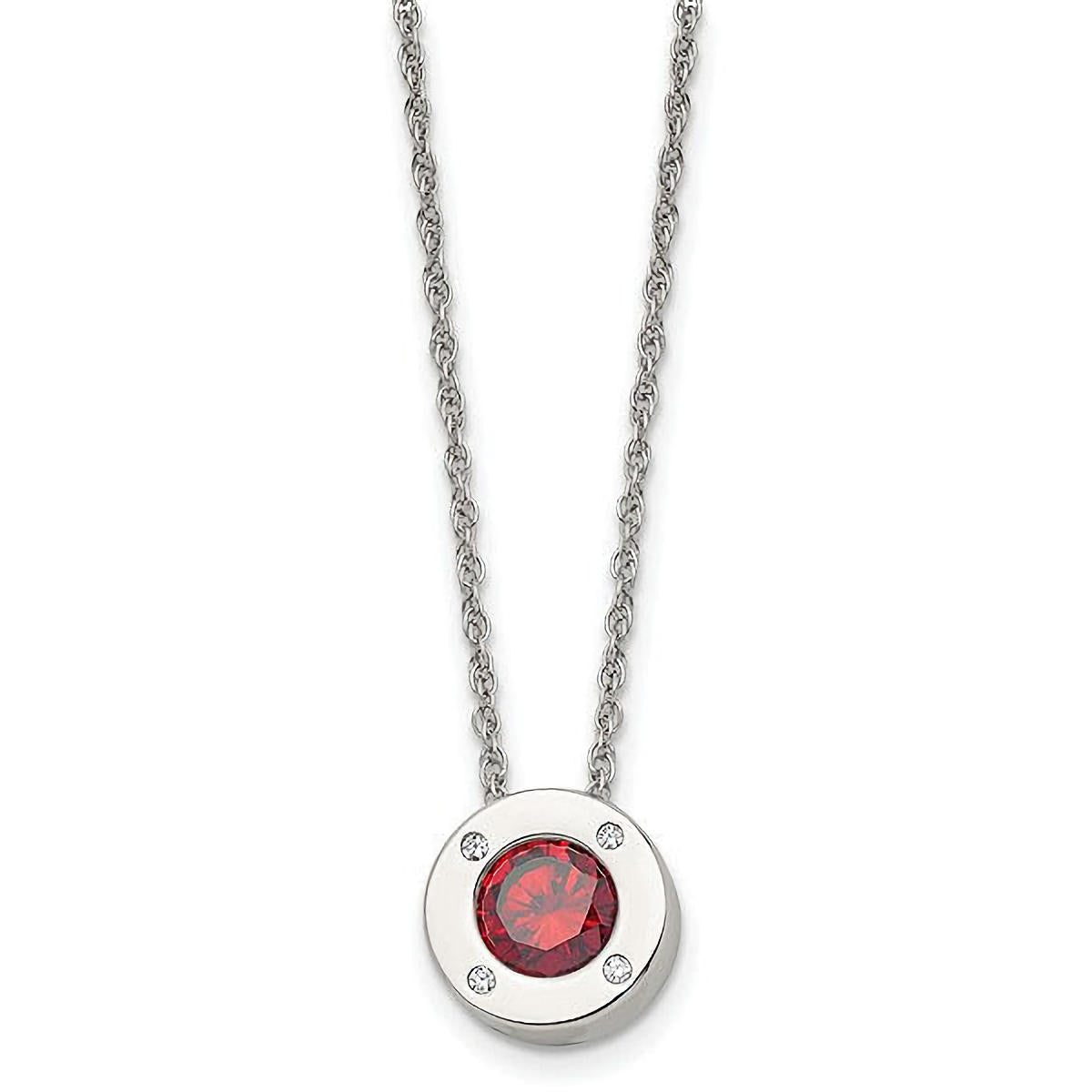 Stainless Steel January CZ Birthstone Necklace