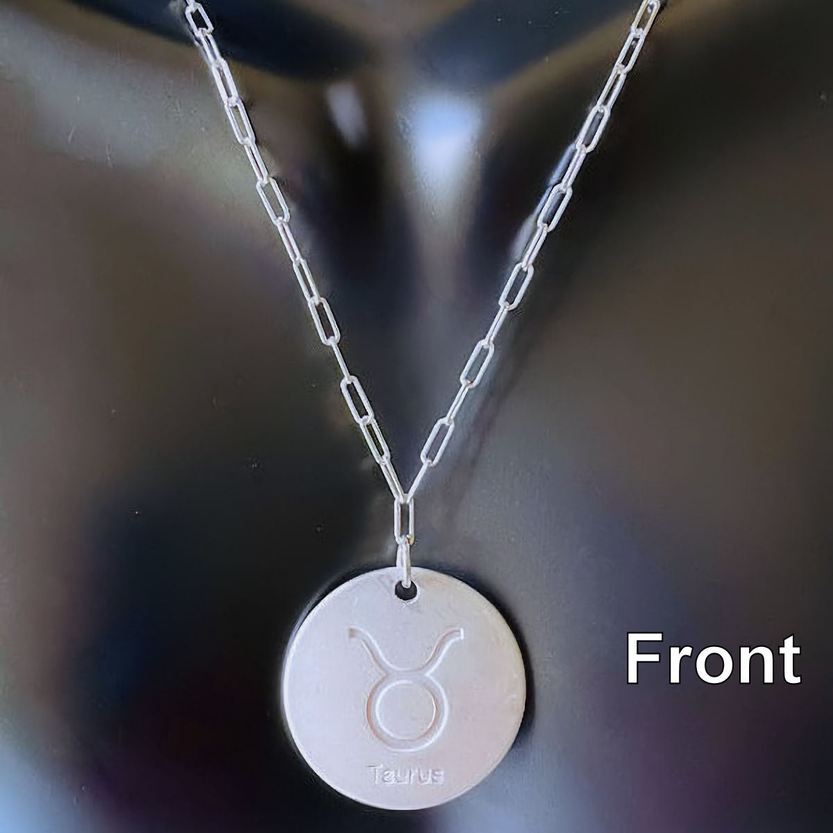 18" Sterling Silver Paper Clip Chain with Taurus Zodiac Charm