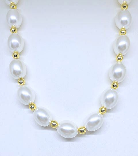 Mother of Pearl Necklace with Gold Hematite Spacers