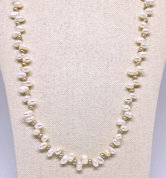 Rice Pearl Necklace accented with Beige Pearls