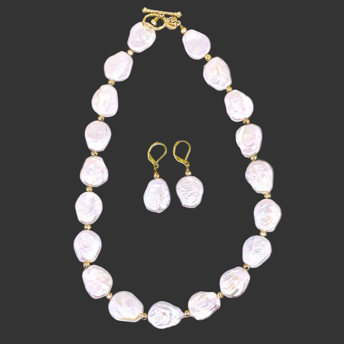 Natural Baroque Pearl Necklace and Earring Set
