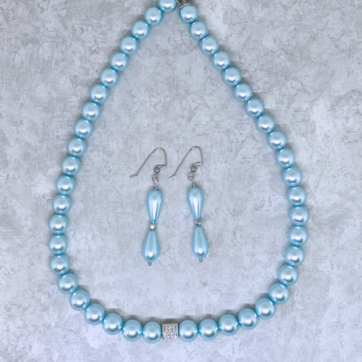 Celestial Light Blue Pearl Necklace Set
