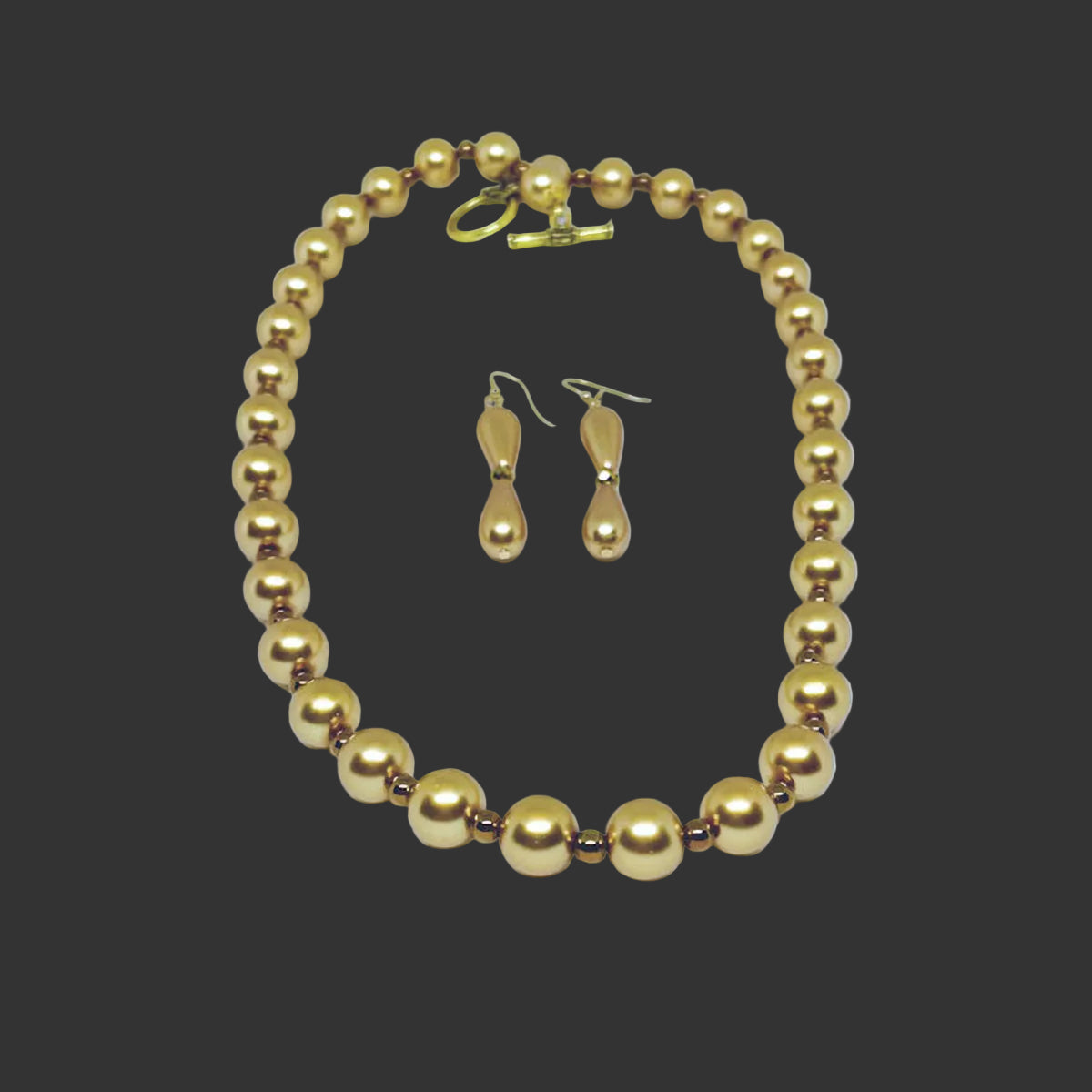Celestial Gold Pearl Necklace and Earring Set