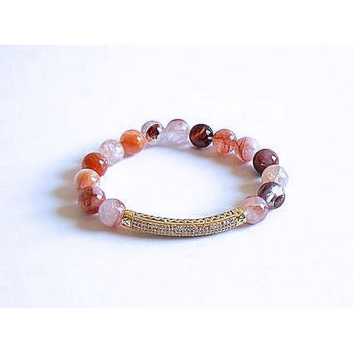 Red Quartz Stretch Bracelet Accented with Pave Bar Spacer