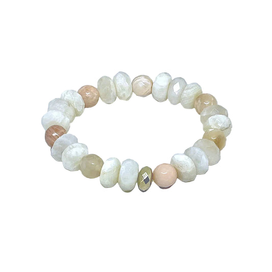 Faceted Moonstone Stretch Bracelet